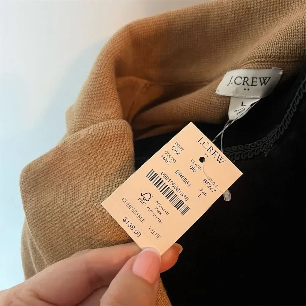 NWT J. Crew Women's‎ Beige Schoolboy Sweater Blazer Cardigan Size L